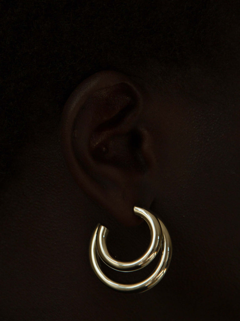 TWIN HOOPS RHODIUM